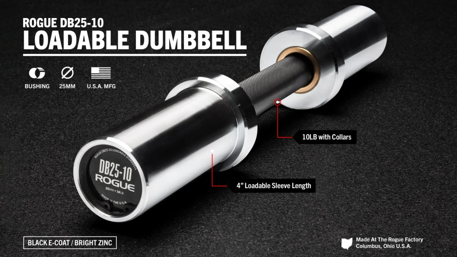 Rogue DB25-10 Loadable Dumbbell 3 Rogue DB25-10 Loadable Dumbbell